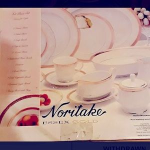 ESSEX GOLD NORITAKE CHINA - DISCONTINUED 63 PIECE SET - NEW IN BOX